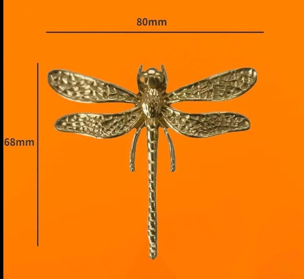 Solid brass dragonfly cabinet pull/Dragonfly drawer knob/Dragonfly drawer handle/brass furniture hardware/home improvement/Gold Door handle
