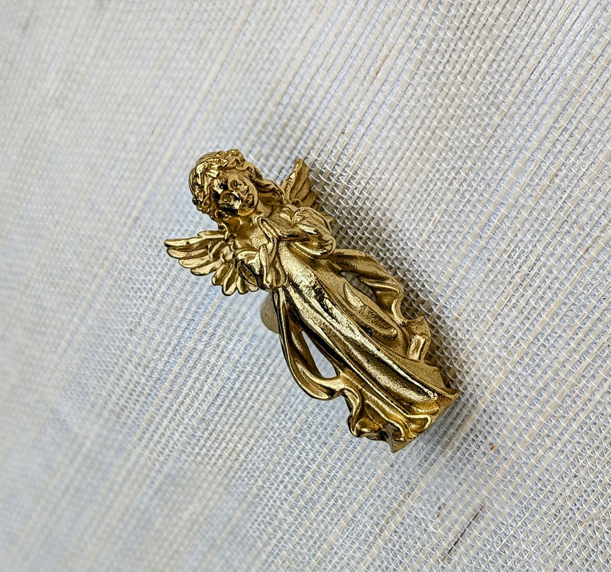 Gold brass Angel door handle/Guardian Angel Cabinet Pull/Gold Fairy drawer pull/Gold angelic themed furniture hardware/Sweet Angel door knob