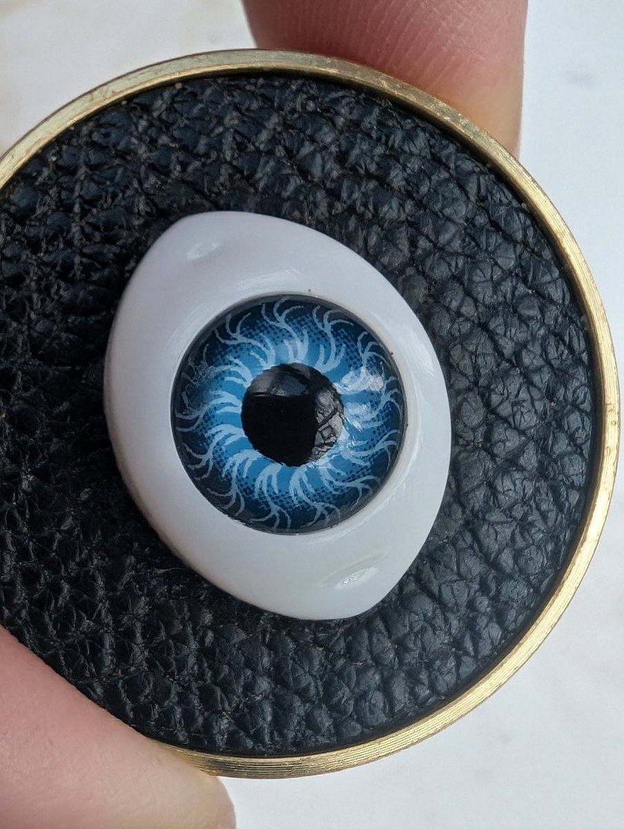 Unique glass eye drawer pull/Eyeball drawer handle/Glass eye drawer knob/Black leather and glass eye door handle/Quirky door knob