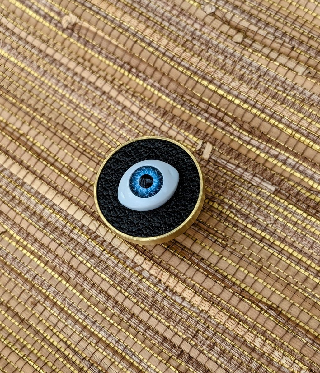 Unique glass eye drawer pull/Eyeball drawer handle/Glass eye drawer knob/Black leather and glass eye door handle/Quirky door knob
