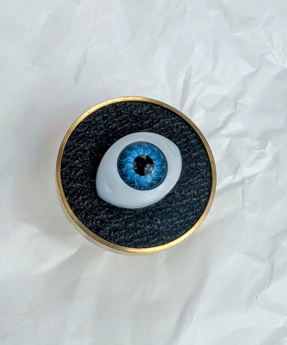 Unique glass eye drawer pull/Eyeball drawer handle/Glass eye drawer knob/Black leather and glass eye door handle/Quirky door knob