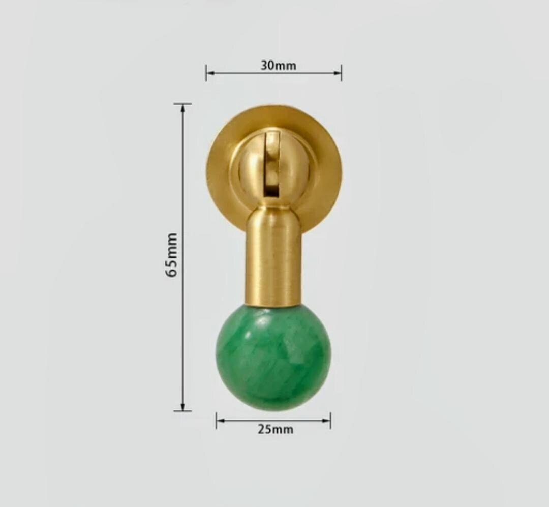 Crystal and gold brass drop handle/Semi precious stone drop drawer pull/Brass cabinet pull/Crystal furniture hardware/Dresser door handle