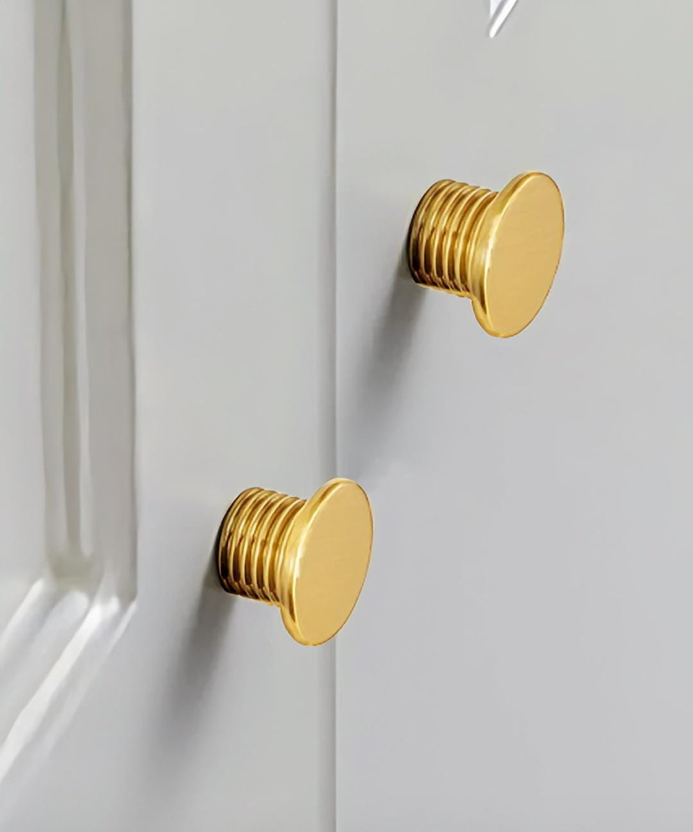 Industrial chic drawer pull/Gold or Silver solid brass cabinet knob/Brass screw design door knob/Man cave brass hardware/Classic drawer knob