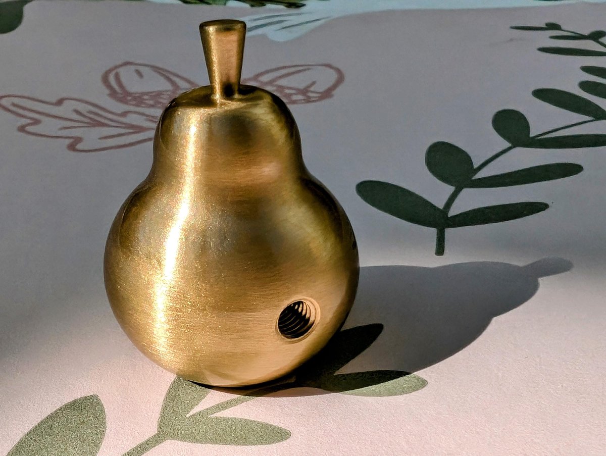 Golden pear cabinet pull/Gold brass pear door knob/Autumn theme decor/Brass drawer handle/home improvement/Gold pear door handle/Fruit knob
