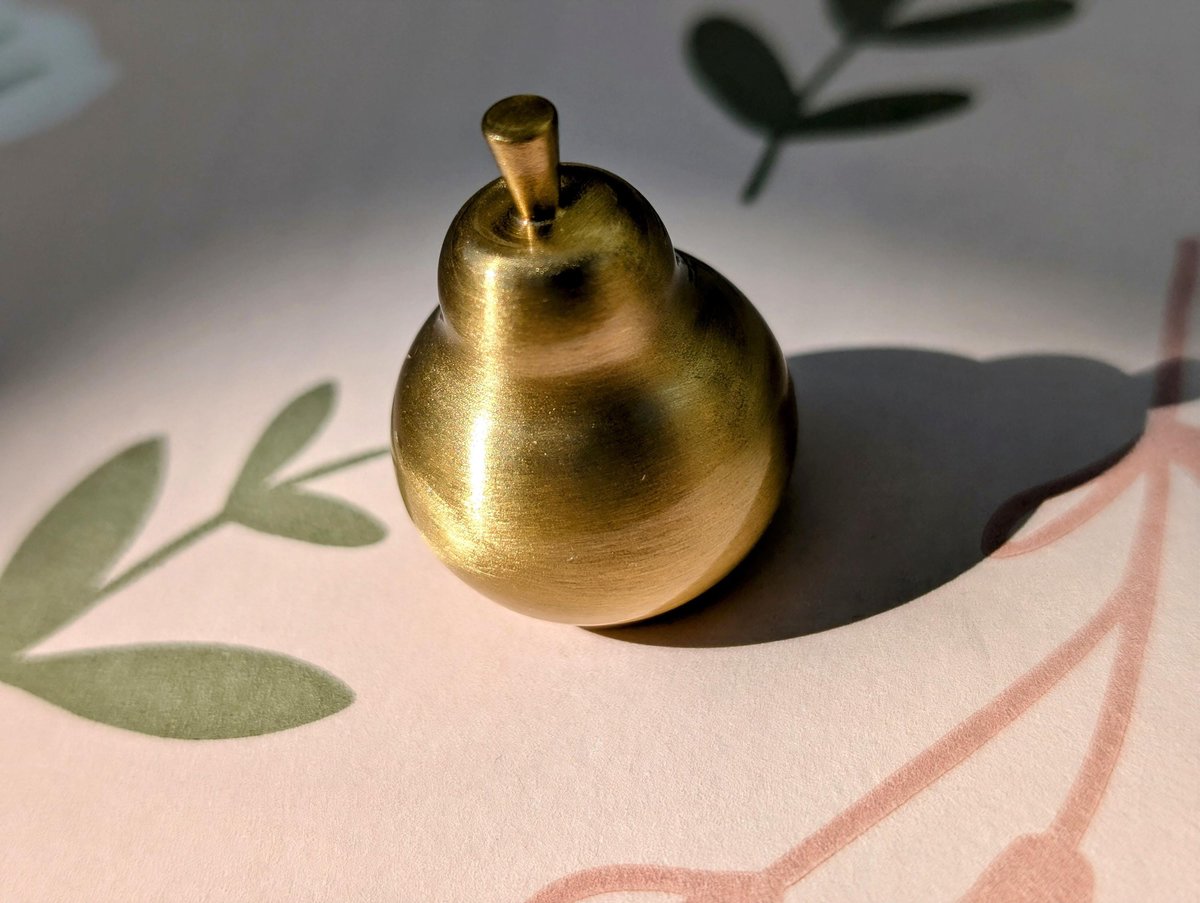 Golden pear cabinet pull/Gold brass pear door knob/Autumn theme decor/Brass drawer handle/home improvement/Gold pear door handle/Fruit knob