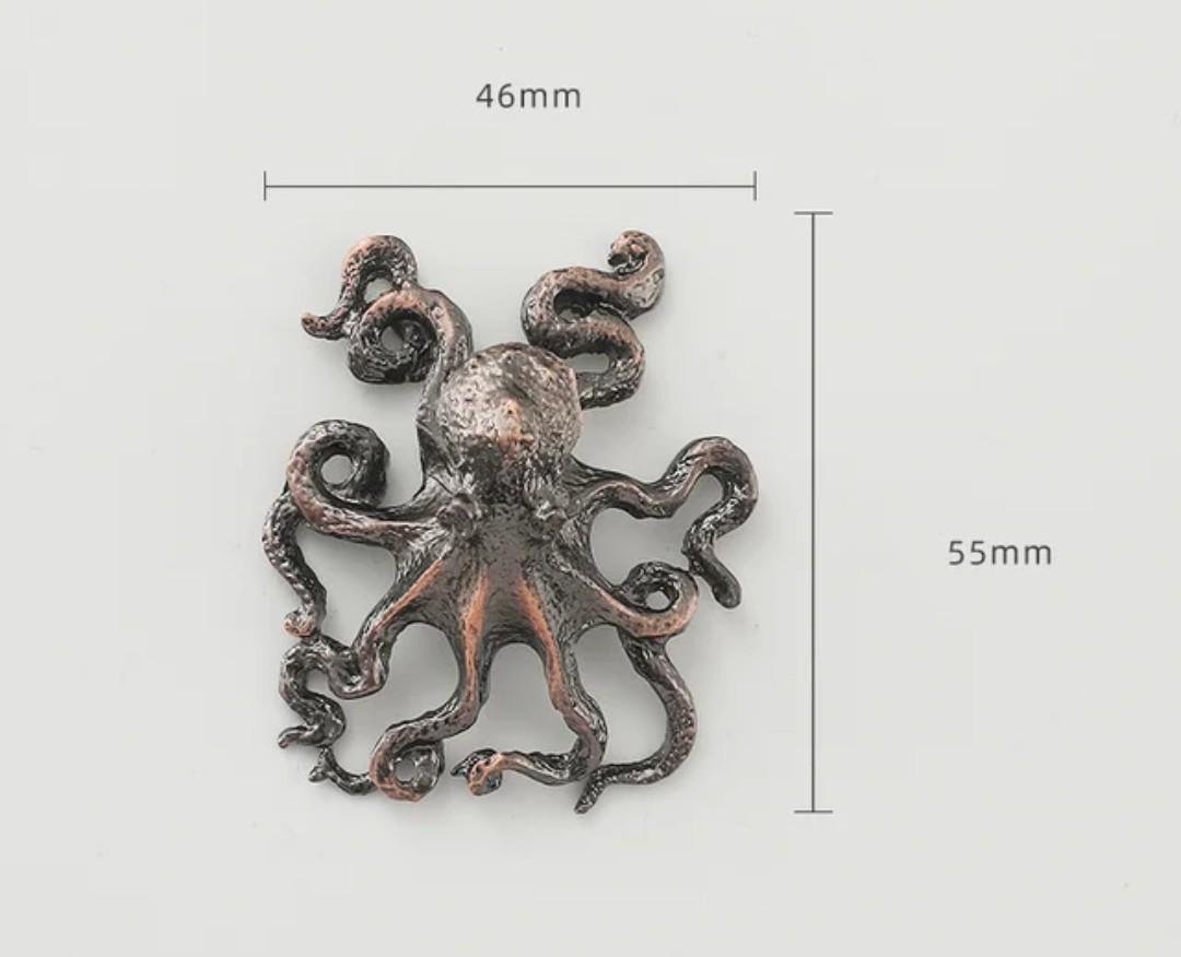 Gold or bronze octopus cabinet pull/Brass Kracken drawer knob/Octopus drawer handle/quirky furniture hardware/deep sea door knob/Fun handles