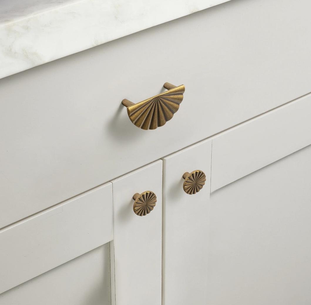 Oil Rubbed Bronze Sun Ray Cabinet Pull/Bronze Art Deco Door Handle/Semi circle drawer Knob/Brass furniture hardware/Aged Brass Drawer Pull