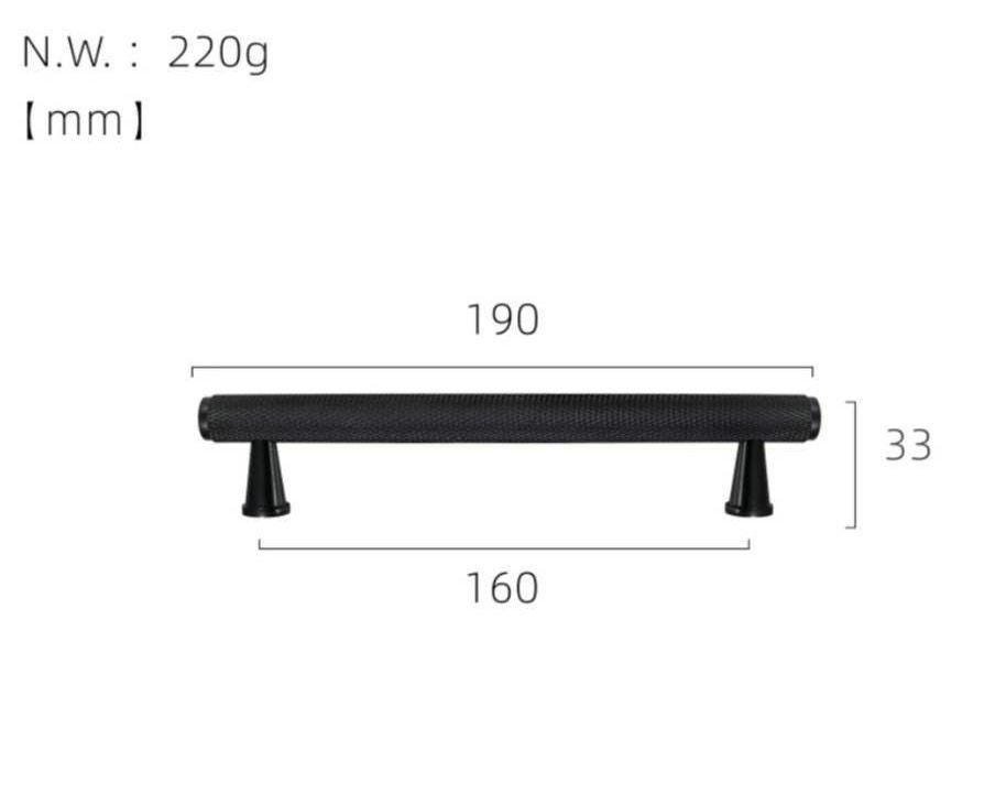 Black knurled texture bar handle/Matte black cabinet handle with grip texture/Black drawer pull for kitchen/Matte black knurled door handle