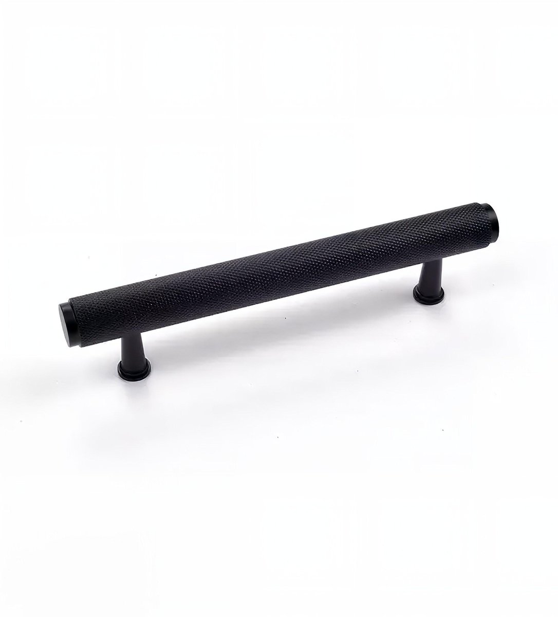 Black knurled texture bar handle/Matte black cabinet handle with grip texture/Black drawer pull for kitchen/Matte black knurled door handle