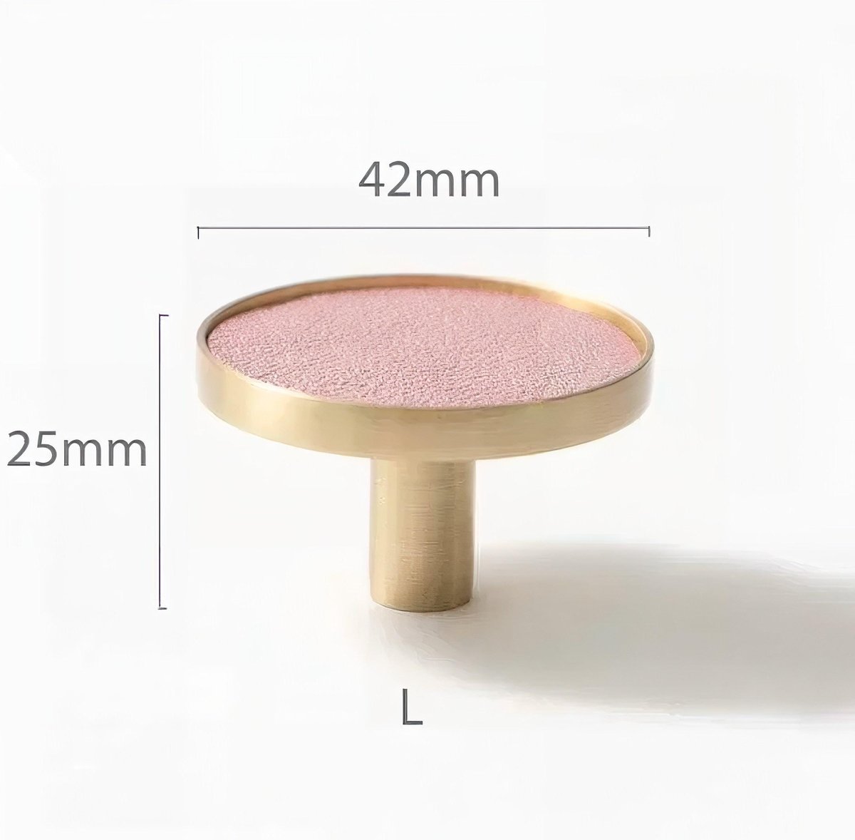 Baby pink Leather and Brass cabinet handle/Leather drawer pull/Light Pink door handle/Leather door knob/Leather handle/Leather hardware