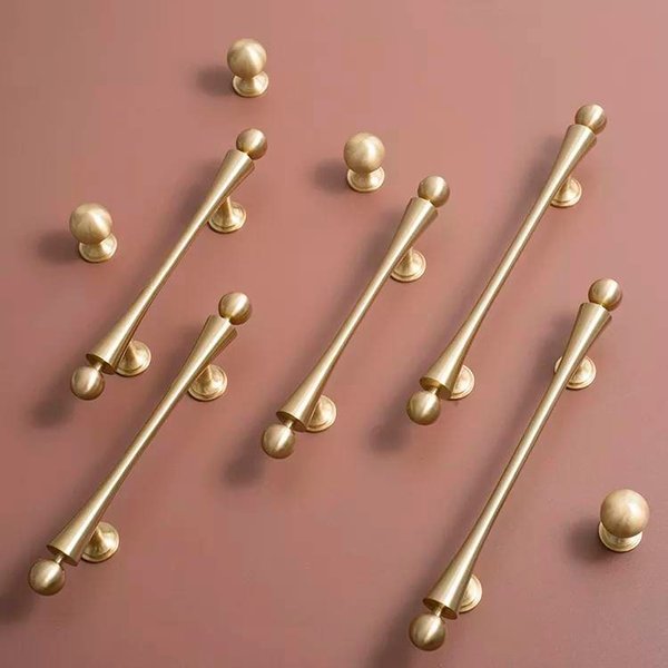 Scroll shaped cabinet bar handle with ball end design / brass cabinet draw pull/furniture hardware/ kitchen renovation/wardrobe handle/retro