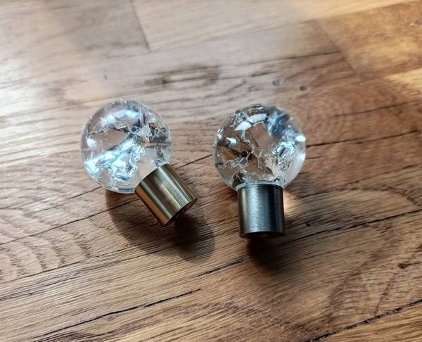 Cracked glass ball drawer pull/Fractured clear glass ball cabinet handle/Cracked glass door knob/glass furniture hardware/transparent glass