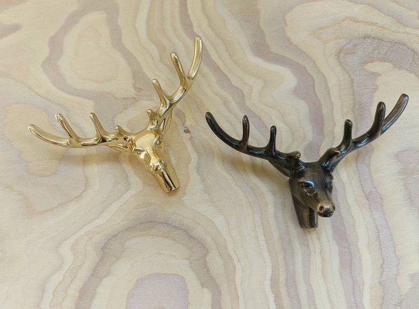 Golden or Bronze Stag with 8 point antlers drawer handle/Deer Head Cabinet Pull/Gold or Bronze Stag head Door Handle/woodland decor/hardware