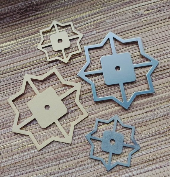 Star shaped geometric pattern backplate for drawer handles/Gold or Silver back plates for cabinet pulls/Modern star gold or nickel backplate
