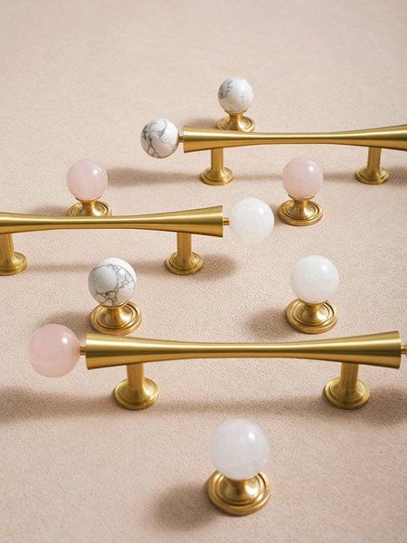 Gold scroll shaped cabinet handle with crystal detail/Solid brass and gem drawer pull/Crystal door handle/wardrobe handle/Stone door knob