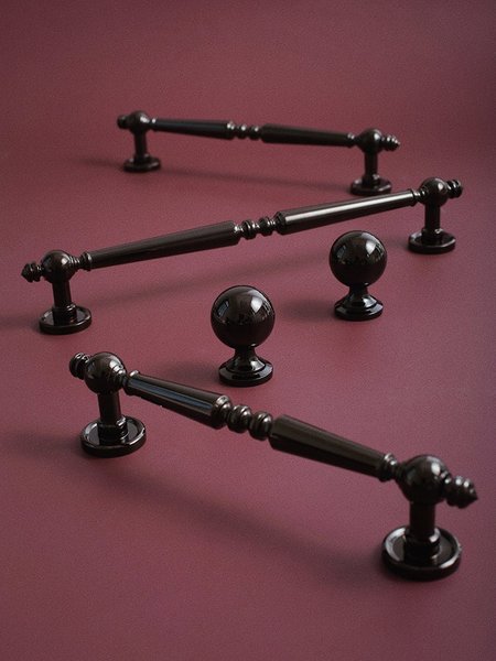 Shiny black traditional shaped bar handle/Black brass cabinet pull/kitchen door handle/Bar drawer pull/furniture hardware/home improvement