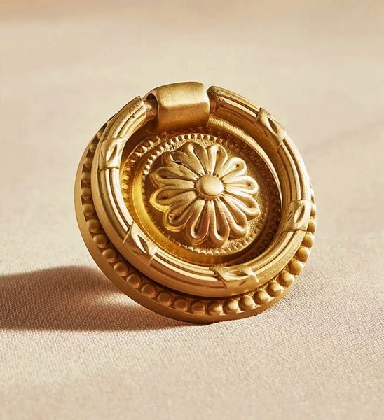 Regency style gold brass ring cabinet Pull/antique style door handle/ornate door knob/gold furniture hardware/decorative gold drawer pull