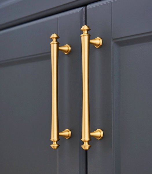 Matte gold French style cabinet bar handle/Unusual matte gold ball design cabinet drawer pull/Gold furniture hardware/Brass kitchen hardware