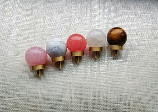 Semi precious stone ball drawer knob/Crystal drawer pull/Round gemstone cabinet handle/Crystal and brass door knob/Quartz crystal handle