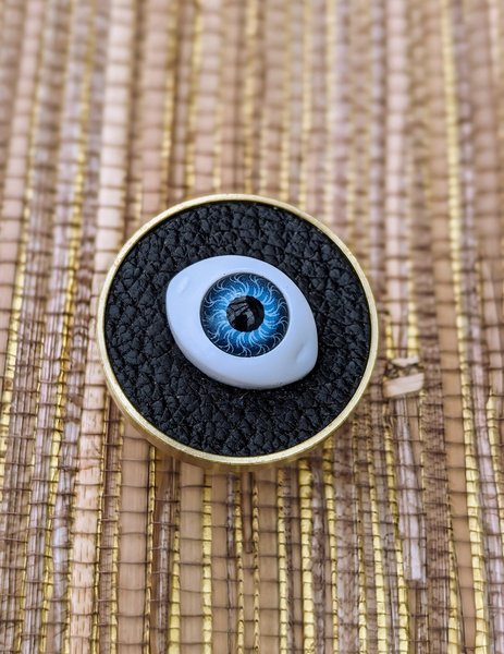 Unique glass eye drawer pull/Eyeball drawer handle/Glass eye drawer knob/Black leather and glass eye door handle/Quirky door knob