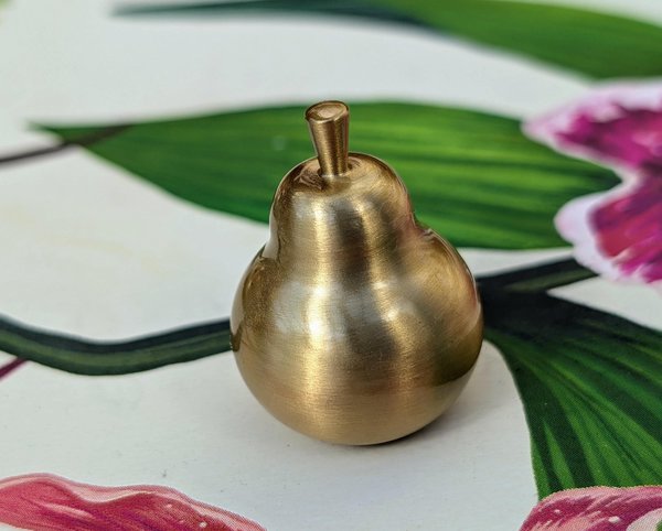 Golden pear cabinet pull/Gold brass pear door knob/Autumn theme decor/Brass drawer handle/home improvement/Gold pear door handle/Fruit knob