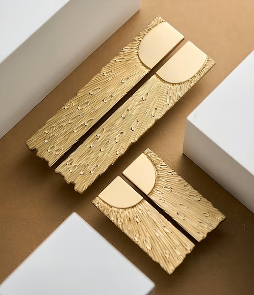 Gold brass sunray design rectangle bar handles/Gold sun ray drawer pull/kitchen cabinet handles/Brass door handles/Bronze furniture hardware